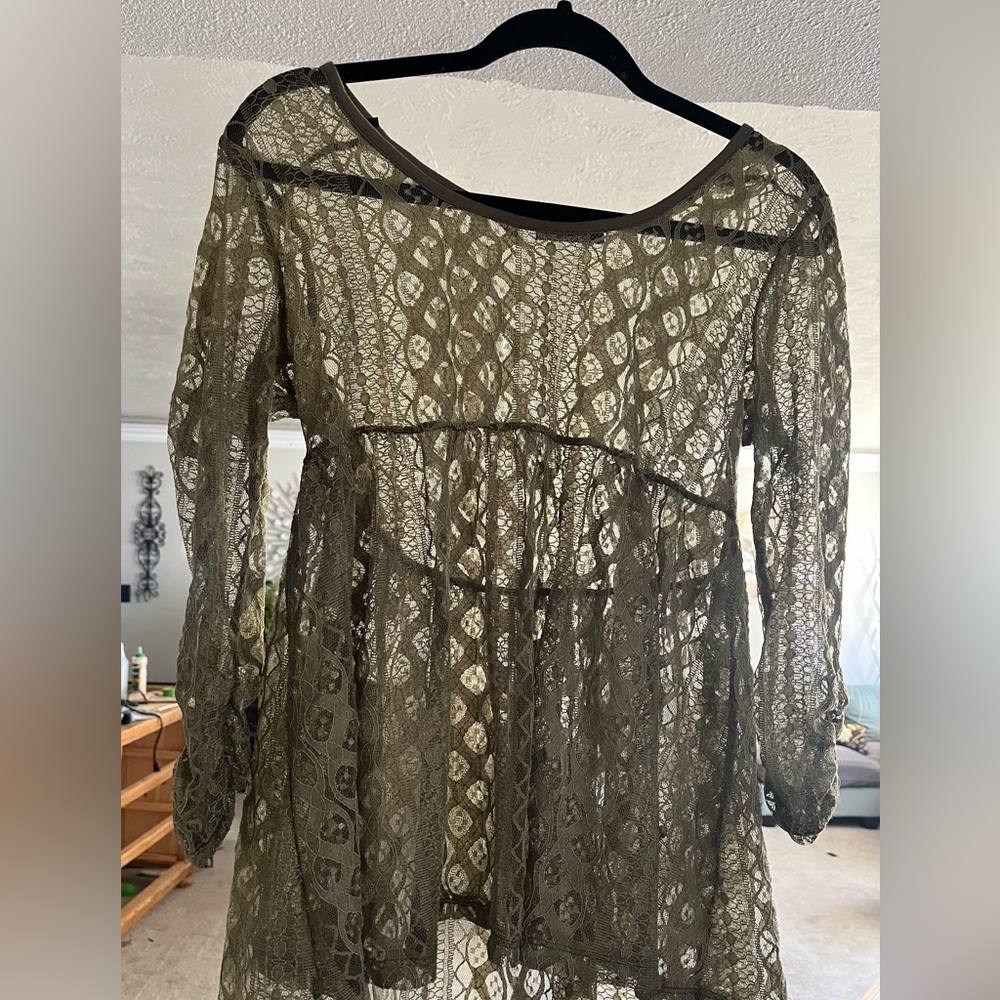 Elegant Olive Lace Women Top